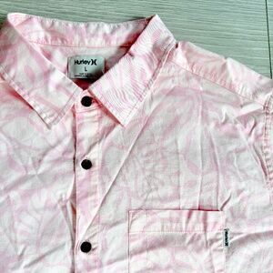 Hurley One and Only Lido Shirt Mens Large Pink HAWAIIAN Stretch Button SHIRT NWT